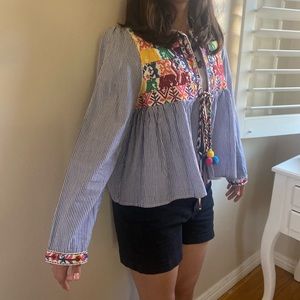 Vellera XS striped Embroidered Blouse